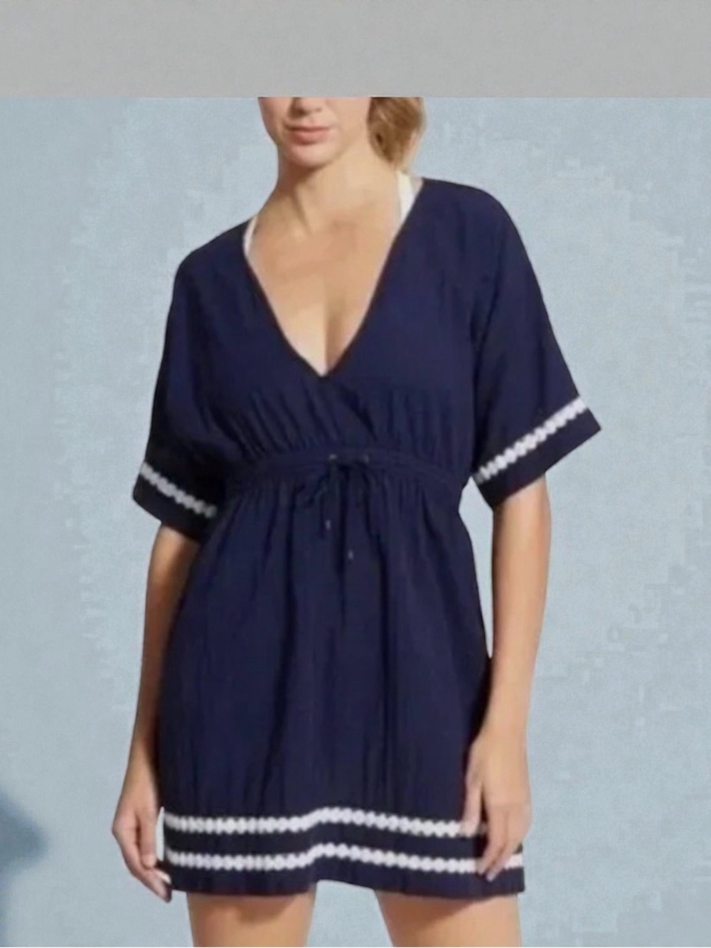 Athleta Navy Blue Coast to Coast Cotton Beach Cover-Up